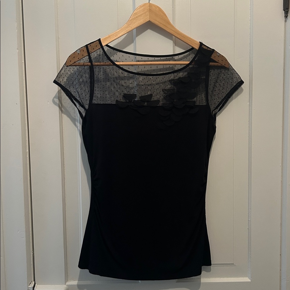 White House Black Market Black Textured Top